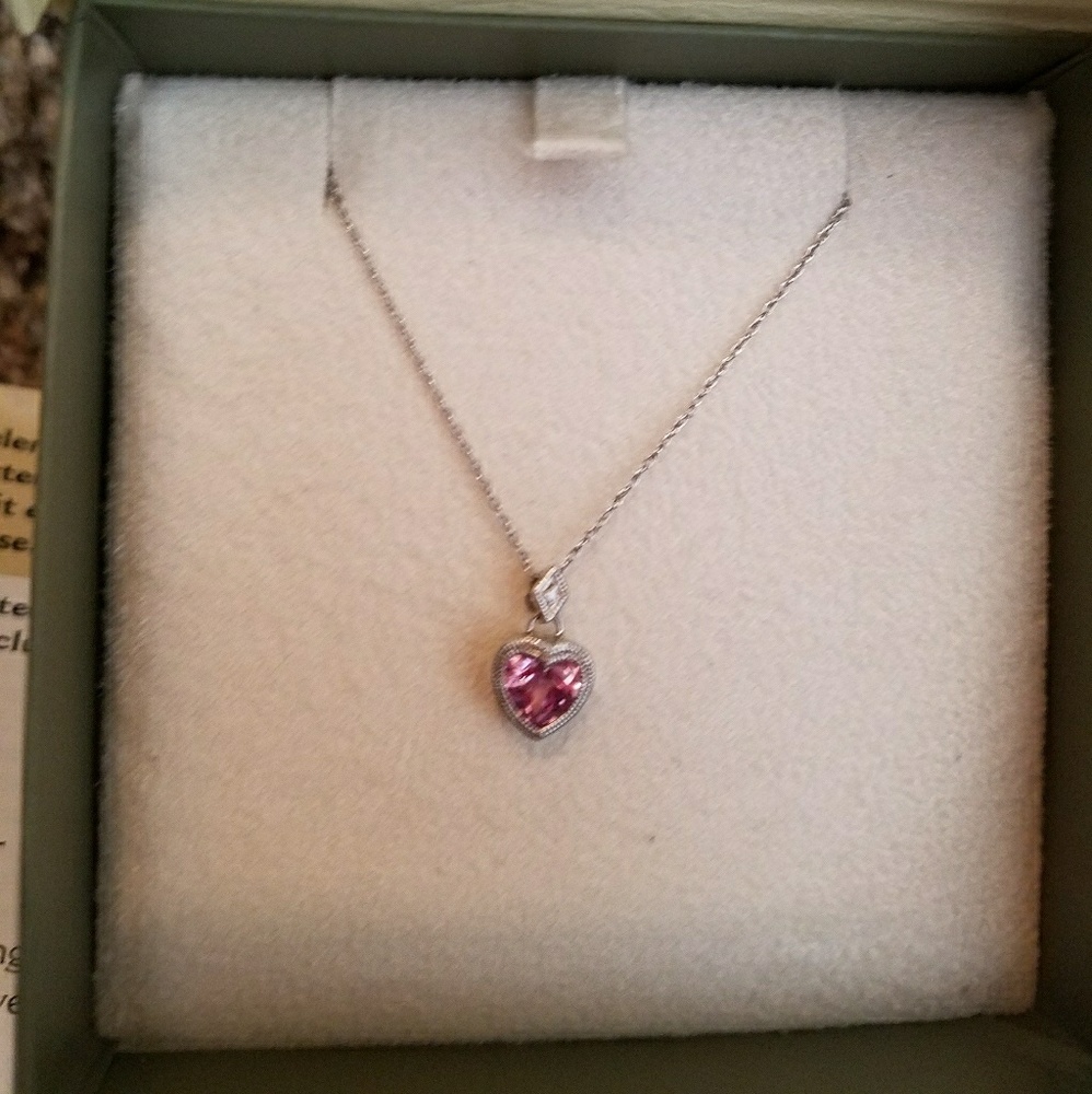 Pink sapphire heart necklace